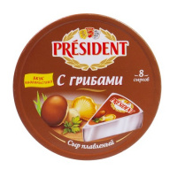 Сыр плавленый President с грибами 45%, 140г